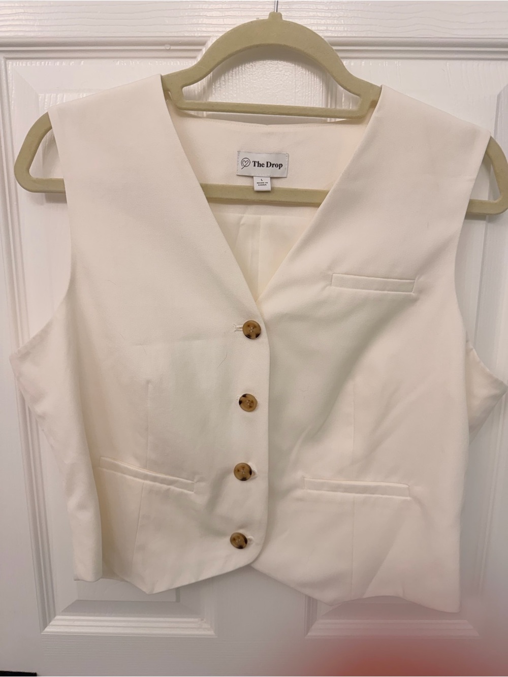The Drop Women's Cream Button-Front Vest